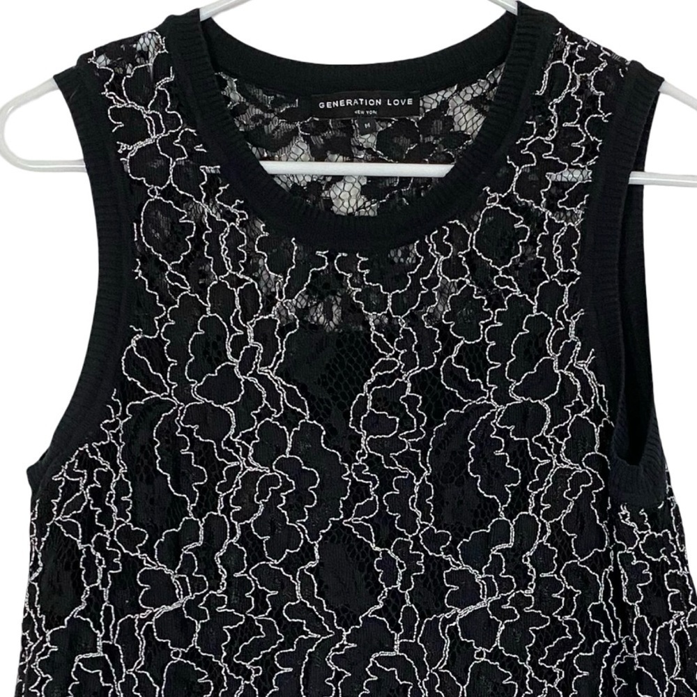 Generation Love Lace Tank Top Womens Size Medium Black Sleeveless Shirt Tunic - Picture 3 of 11